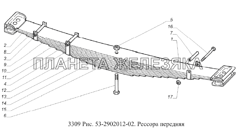 Рессора передняя ГАЗ-3309 (Евро 2)